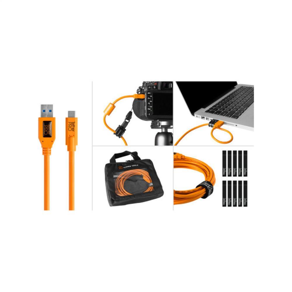 Tether Tools Starter kit con USB 3.0 a USB-C 4.6m arancio - THTBTKC3215-ORG