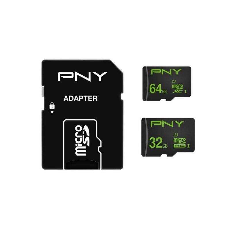 PNY Twin Pack 32GB + 64GB High Performance Micro SDXC 100 Mb/S Class 10 con adattatore