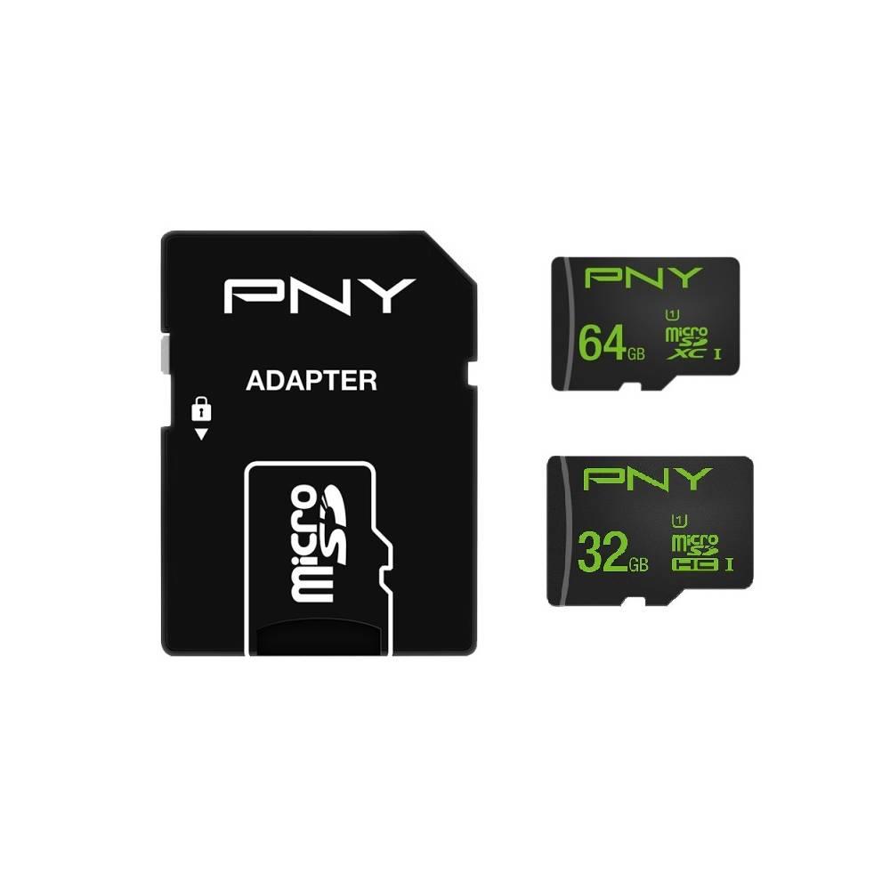 PNY Twin Pack 32GB 64GB High Performance Micro SDXC 100 Mb/S Class 10 con adattatore