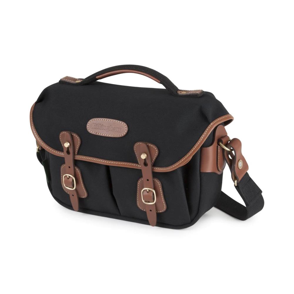 Billingham Borsa Hadley Small Pro Tela Nero/Bordi Cuoio marrone chiaro e finiture ottone