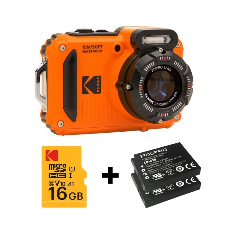 Kodak Pixpro WPZ2 – Waterproof Action Camera – Orange Combo Pack